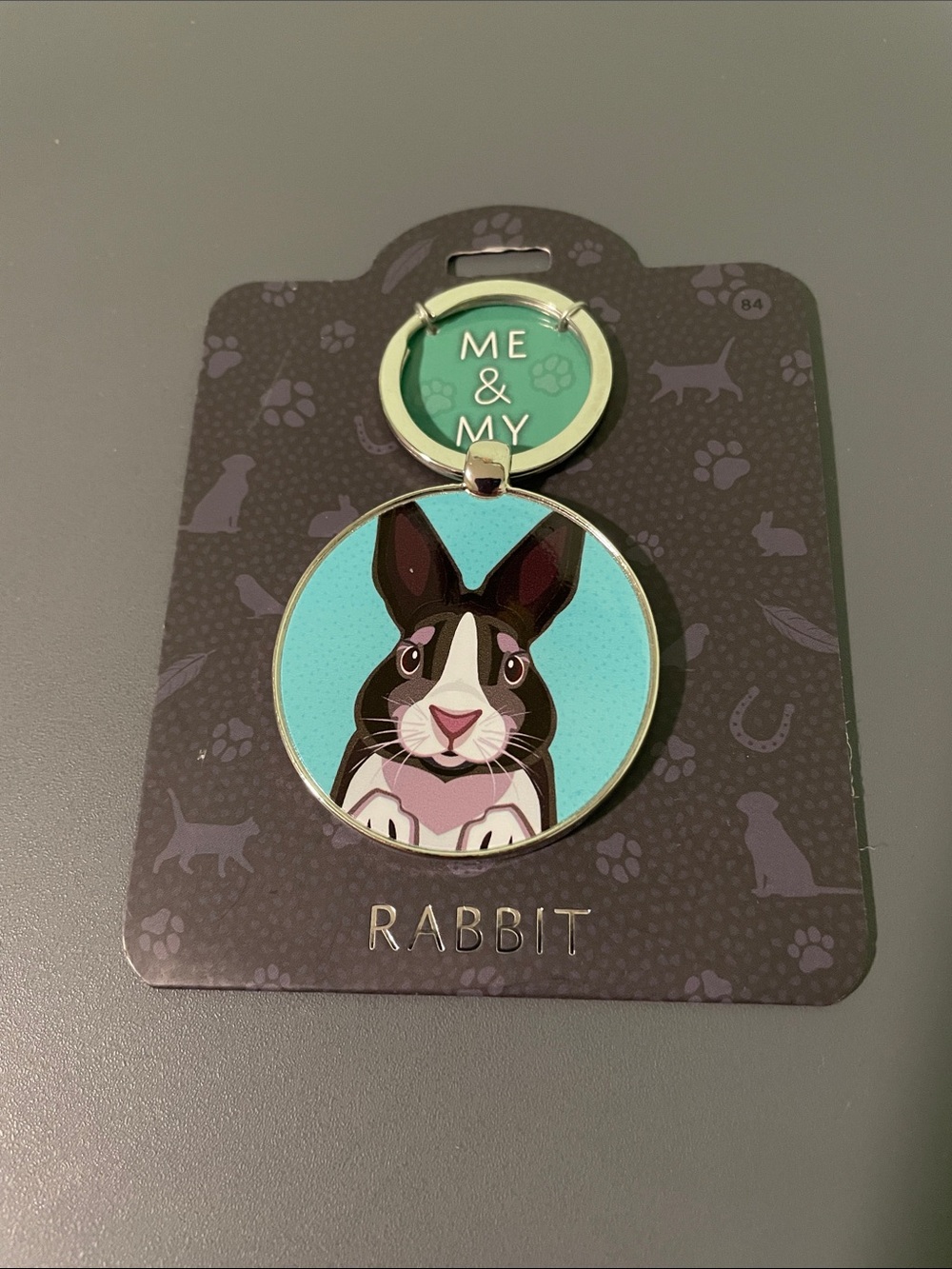 Mulberry Teal and Black Rabbit Key ring